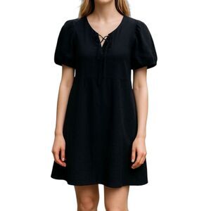 Amandi From Anthropologie Black Puff Sleeve Dress